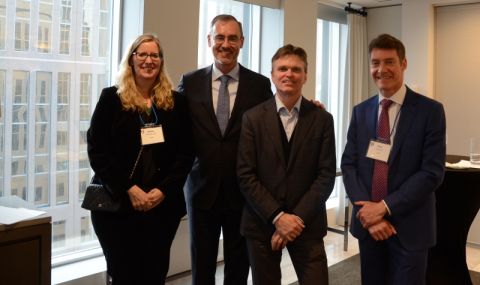 Dean Bill Flanagan (2nd left), with Alberta Alumni Council Vice-Chair Barbara Johnston, Law’93, and Co-Chairs Stuart O’Connor, Law’86, and Peter Johnson, Law’89. 