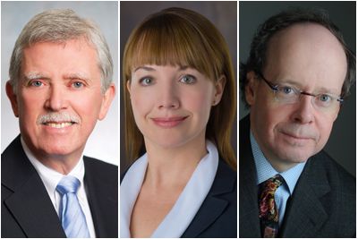 Queen's Law alumni award winners (l-r): Jim Parks, Law’71, Kristin Muszynski, Law’05, and Robert Frater, QC, Law’84