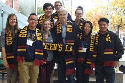 Photo by Viki Andrevska. Queen’s Law students celebrate Greg Richards as this year’s Ryan Award recipient at the Homecoming breakfast reception.