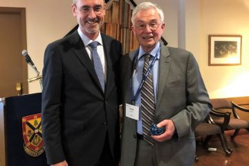 On June 19, then-Dean Bill Flanagan presented the H.R.S. Ryan Law Alumni Award of Distinction to former Dean Don Carter, Law’66, who stepped forward in the 1990s to lead Queen’s Law at a time of real need and set the foundation for the Faculty to become one of Canada's leading law schools.