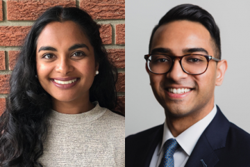Shailaja Nadarajah, Law’21, and Rono Khan, Law’20, are 2020 winners of South Asian Bar Association student awards for connecting South Asian and other students and advancing their interests. 