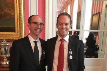 Owen Rees, Law’02, and Professor Grégoire Webber, shown in Rideau Hall in 2015, were recognized with Meritorious Service Medals by Canada’s Governor General for their work in establishing the Supreme Court Advocacy Institute.  
