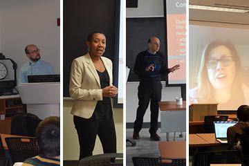 Professor Bev Baines invited four graduate alumni to speak to her Equality Rights class this term on their specialized research topics: James McCarthy, LLM’17, on LGBT+ rights; Stephanie Simpson, LLM’19, on race discrimination; Frank Catalano, LLM’18, on medical assistance in dying; and Kerri Froc, PhD’16, on sex discrimination.