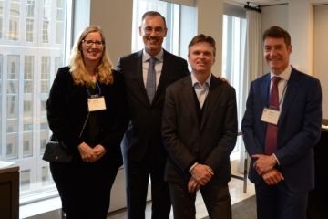 Dean Bill Flanagan (2nd left), with Alberta Alumni Council Vice-Chair Barbara Johnston, Law’93, and Co-Chairs Stuart O’Connor, Law’86, and Peter Johnson, Law’89. 