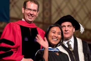 The newest Queen’s Law graduates are hooded and receive their JD degrees on the stage of historic Grant Hall, prepared to start their careers “well equipped for whatever opportunities present themselves.” 