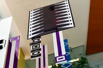 Recreations of seven wampum belts are now hanging from the ceiling of the Faculty of Law building.