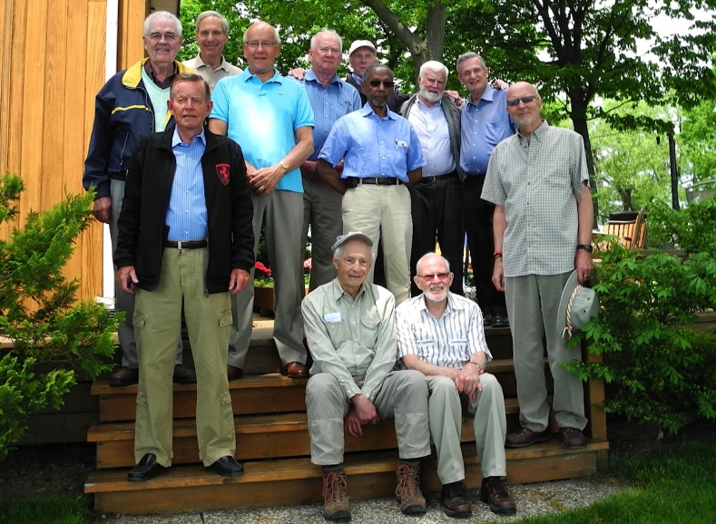 Gordon Bale (seated right) with his Law’62 classmates at his Treasure Island home, where they celebrated their 50th anniversary reunion.