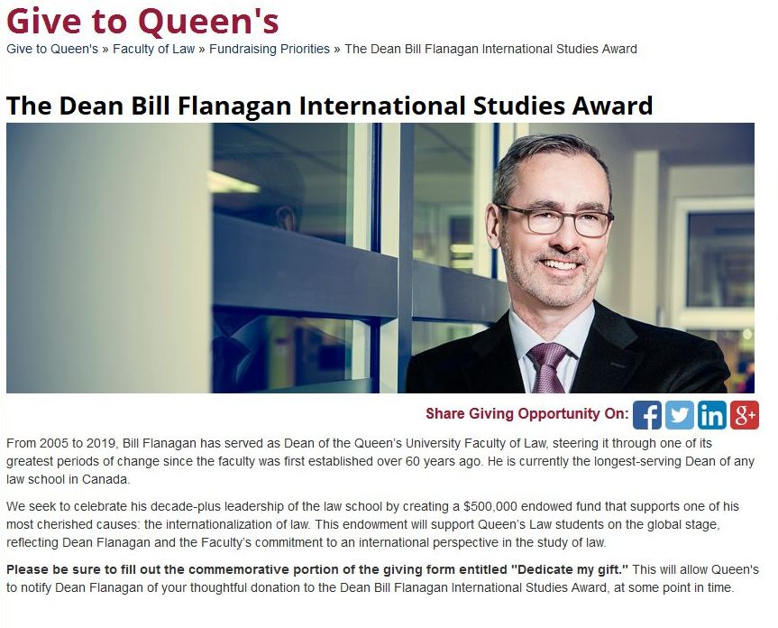 Bill Flanagan fund at Give to Queen's