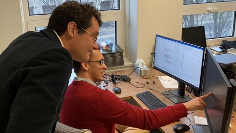 On Monday, Queen's Law Dean Mark Walters receives instruction from I.T. staff Emmanuel Mendez as the faculty transitions to remote teaching in response to the #COVID19 pandemic. The faculty has since moved to best practices re. distancing. On Monday, Queen's Law Dean Mark Walters receives instruction from I.T. staff Emmanuel Mendez as the faculty transitions to remote teaching in response to the #COVID19 pandemic. The faculty has since moved to best practices re. distancing.