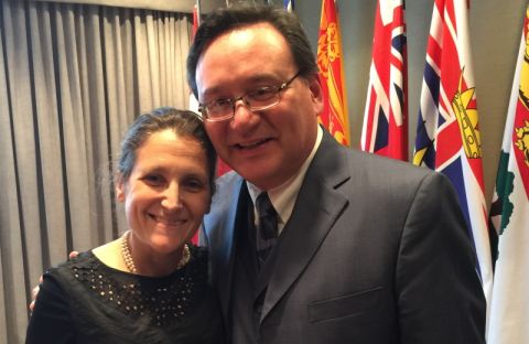 Feb. 26, 2019: Wayne Garnons-Williams meets with then-Minister of Foreign Affairs Chrystia Freeland in Ottawa on policy development of Canada’s Inclusive Trade Agenda. 