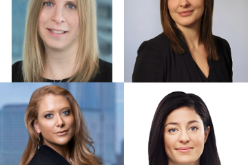 Lexpert’s ‘Leading Lawyers Under 40’ include Ora Wexler, Law’07; Jennifer Thompson, Law’08; Kate Lahey Salter, Law’09; and Jessica Bishop, Law’12. 
