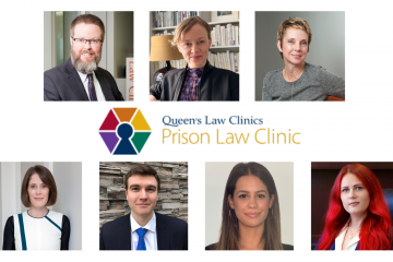 The Queen’s Law team defending prisoners’ constitutional rights in an appeal to be heard at the Supreme Court of Canada includes (top row) Paul Quick, Law’09; Professor Lisa Kerr, Kathy Ferreira, Law’01; (bottom row) Erin Dann, Law’07; Paul Socka, Law’18; Saghi Khalili, Law’21; and Jordan Peach, Law’22. Not shown: Mallory Wyant, Law’21.  