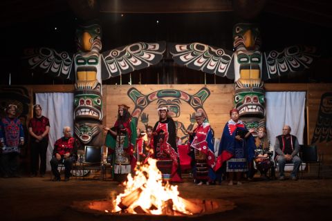 Oct. 16, 2019: A ceremony at the K’ómoks Bighouse in the Comox Valley on Vancouver Island, marks the first legally binding contract ratified by a Canadian Crown corporation through Indigenous legal traditions. (Photo by Media One) 