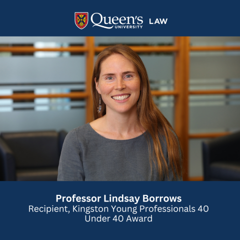 Professor Lindsay Borrows – a trailblazer in reframing how Indigenous law is understood, taught, and practised in Canada – has received a Kingston Young Professionals 40 Under 40 Award.