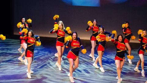 The Queen’s Pom dance team was among the many performers who took the stage at Cabaret for a Cure. 