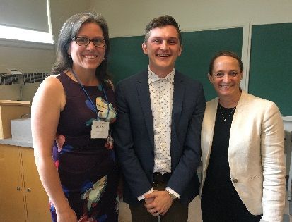 Karla McGrath, LLM’13, Brandon Karonyatatye Maracle, Law’21, and Associate Dean Cherie Metcalf at the ACCLE-CALT conference held at Queen’s Law.