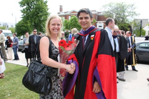 Spring 2011: A fixture at Law Convocations, Professor Cockfield congratulates one of his students. Spring 2011: A fixture at Law Convocations, Professor Cockfield congratulates one of his students.