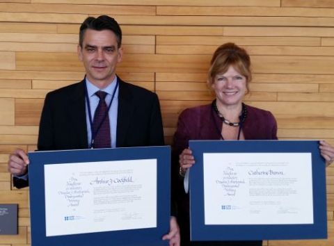 Professors Cockfield and Brown received the Sherbaniuk award at a Vancouver ceremony.