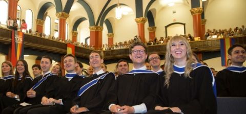 Queen’s Law’s newest proud graduates at the Convocation ceremony in Grant Hall