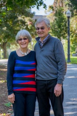 Professor Emeritus Don Carter, Law'66, (Arts'64; right), and Cathie Carter (Arts'65) on Queen's campus