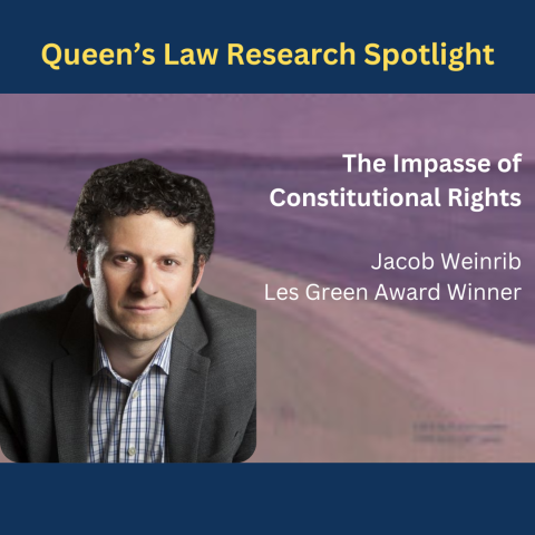 Professor Jacob Weinrib has received the Professor Les Green Award for Research Excellence, published a new book on constitutional rights, and brings his insights into the classroom.