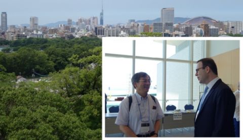 Associate Dean Joshua Karton (right) in conversation with Professor Naoki Kanayama of Keio University during the International Academy of Comparative Law Congress held in in Fukuoka, Japan, where they participated in a panel on combatting corruption with public and private law.    