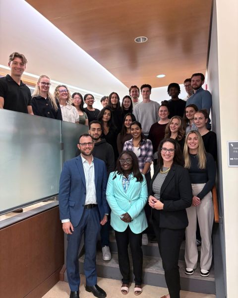 QBLC Director Tomi Adebiyi (front center) with trademark experts Robert Maratta, Law’15, and Jamie-Lynn Kraft, alongside student caseworkers including Nick Rallis, Law’26 (top left), following the first Trademarks Workshop. QBLC Director Tomi Adebiyi (front center) with trademark experts Robert Maratta, Law’15, and Jamie-Lynn Kraft, alongside student caseworkers including Nick Rallis, Law’26 (top left), following the first Trademarks Workshop.
