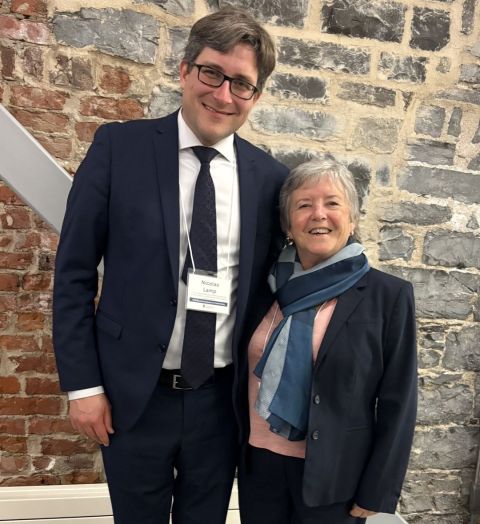 Nicolas Lamp, Director of the Queen’s Institute on Trade Policy, with Valerie Hughes, former WTO senior official and a leading expert in international trade law, at the opening keynote of this year’s Institute, “Trading in Disorder: A Trade Strategy for Navigating US Protectionism and Chinese Industrial Policy.”