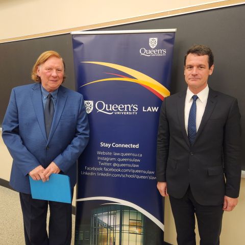SCC Justice Malcolm Rowe, this year’s W.R. Lederman Lecturer, with Dean Mark Walters. SCC Justice Malcolm Rowe, this year’s W.R. Lederman Lecturer, with Dean Mark Walters.