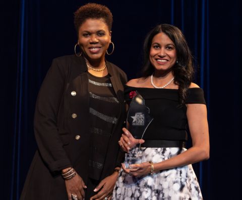 Amrita V. Singh, Law’12, with award presenter Dahlia Bateman, General Counsel with Wilfrid Laurier University.
