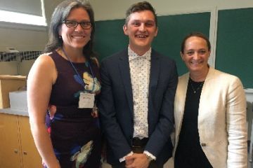 Karla McGrath, LLM’13, Brandon Karonyatatye Maracle, Law’21, and Associate Dean Cherie Metcalf at the ACCLE-CALT conference held at Queen’s Law.