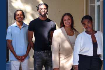 Black Future Lawyers co-founders Kasai Major-Browne and Emmanuel Adjepong-Akosah, both Artsci’26, meet with Black Law Students’ Association co-presidents Madison Shearer and Ryyan Elgalal, both Law’26, on campus.