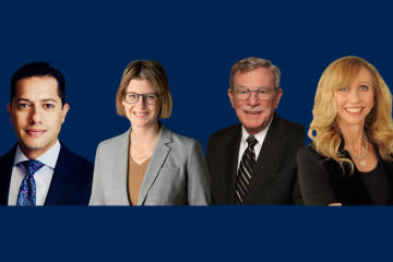 Winners of the 2025 Queen’s Law alumni awards – Daniel Brown, Law’04, Kaisha Thompson, Law’16, J. David Wake, KC, Law’72, and Christina Ackermann, Law’89 – will receive their trophies at Celebrate Queen’s Law in Toronto on June 4.
