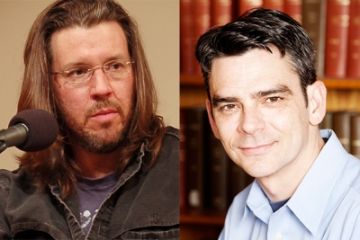 Professor Art Cockfield (right) recently published an academic paper taking a closer look at the work of author David Foster Wallace (left).