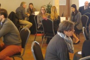 Queen’s Law students engage one-on-one with employers in “coffee chats” at Careers Day on March 10 at the Holiday Inn Kingston Waterfront.