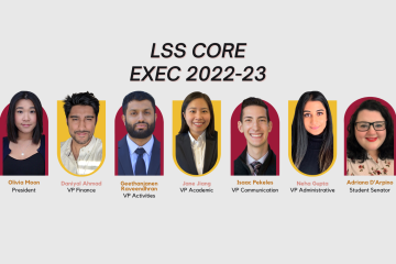 Queen’s Law Students’ Society core executive members for 2022-23 are Olivia Moon, Daniyal Ahmad, Geethanjanen Raveendhran, Jane Jiang, Isaac Pekeles, Neha Gupta, and Adriana D’Arpino.