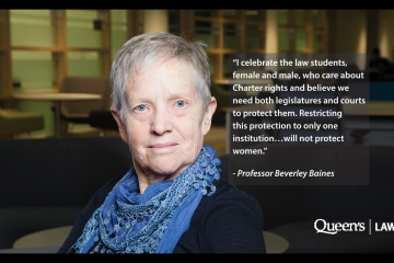 To recognize National Law Day on April 17, Professor Beverley Baines reflects on the struggle to entrench gender rights into the Canadian Charter of Rights and Freedoms and shares her perspective on the status of gender rights today. 