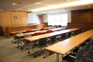 The newly renovated Fasken Martineau DuMoulin LLP Moot Court Room in Macdonald Hall.