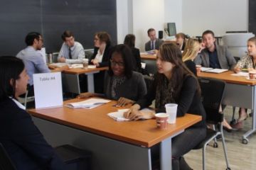 Students participate in mock interviews with their peers in Macdonald Hall on Sept. 28.