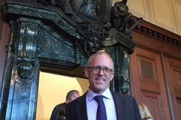 Professor Darryl Robinson inside the Nuremberg Palace of Justice courtroom on Sept. 16.