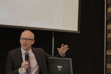Professor Darryl Robinson, pictured in April presenting at a conference in Mexico.