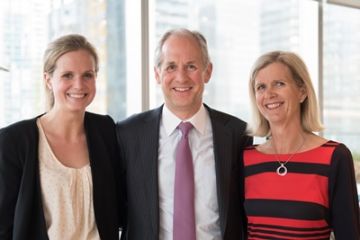 Stephen Sigurdson, Law’84 (middle), pictured at a Toronto alumni reception in April with daughter Laura, Law’13, and wife Leslie, Law’84.