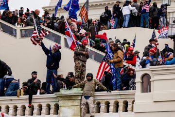 Washington, D.C., January 6: Hundreds of Trump supporters raid the U.S. Capitol building moments after attending a rally at which the outgoing president repeated false claims of widespread voter fraud in the November elections.