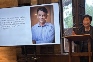 Jinyan Li speaks at the Arthur Cockfield Memorial Symposium dinner